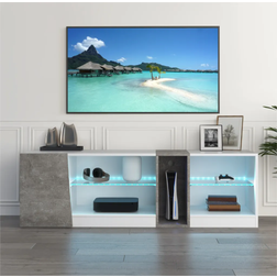Mondeer Lowboard White/Grey TV Bench 140x40cm