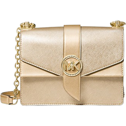 Michael Kors Greenwich Small Metallic Saffiano Leather Crossbody Bag - Pale Gold