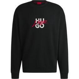 HUGO BOSS Dlogonty Double Logo Cotton Terry Relaxed Fit Sweatshirt - Black