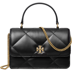 Tory Burch Mini Kira Diamond Quilt Top Handle Chain Wallet - Black