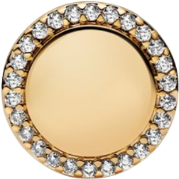 Pandora Engravable Sparkling Button Charm - Gold/Transparent