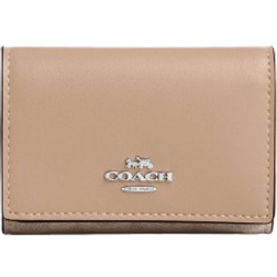 Coach Micro Wallet In Signature Canvas - Silver/Sand/Taupe