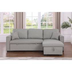 Ebern Designs Dishaan Convertible Sleeper Light Gray Sofa 84" 3 Seater