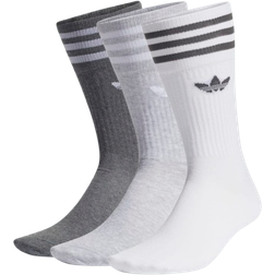 adidas Solid Crew Socks 3 Pairs - White/Light Grey Heather/Dark Grey Heather