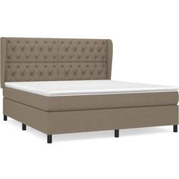 vidaXL Ramsäng Med Madrass 160x200 cm Taupe Kontinentalsäng