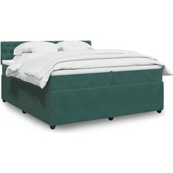 vidaXL Med Madras 200x200 cm Fløjl Mørkegrøn Kontinentalseng