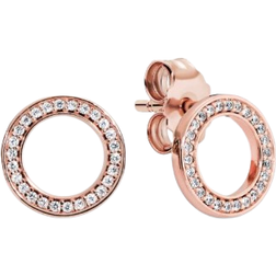 Pandora Sparkling Circle Stud Earrings - Rose Gold/Transparent