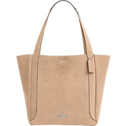 Coach Hadley Tote Bag In Suede - Silver/Light Taupe