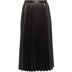 Comma Side Zipper Leather Look Pleated Skirt - Black