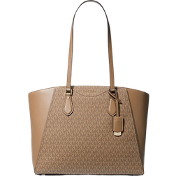 Michael Kors Taryn Large Signature Logo and Leather Tote Bag - Husk