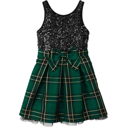 The Children's Place Girl's Matching Family Plaid Sequin Fit & Flare Dress - Green (3049927-698)