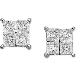 Macy's Accent Square Earrings - White Gold/Diamonds