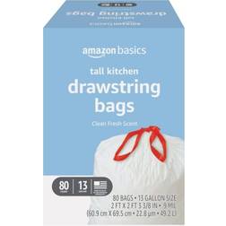 Amazon Basics Tall Kitchen Drawstring Trash Bags 80 Count