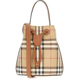 Burberry Mini Check Bucket Bag - Beige/Briar Brown