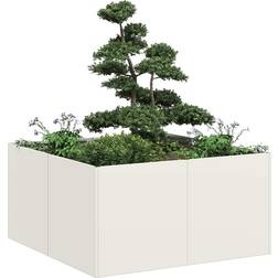 vidaXL Planter White 80 x 80 x 40 cm Cold-rolled Steel