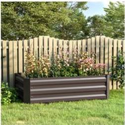 Living and Home Galvanized Steel Outdoor Raised Garden Bed Planter Box