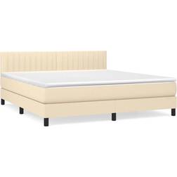 vidaXL Med Madras 160x200 cm Stof Cremefarvet Kontinentalseng