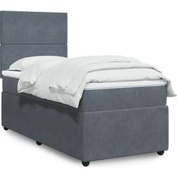 vidaXL Ramsäng Med Madrass Mörkgrå 90x200 cm Sammet Kontinentalsäng