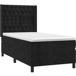 vidaXL Ramsäng Med Madrass Svart 100x200 cm Sammet Kontinentalsäng