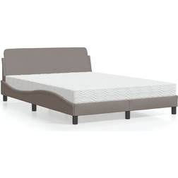 vidaXL Säng Med Madrass Taupe 140x190 cm Sängpaket