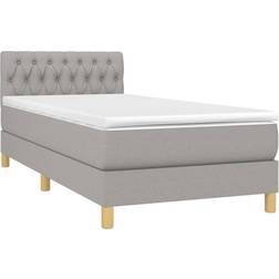 vidaXL Ramsäng Med Madrass LED Ljusgrå 100x200 cm Kontinentalsäng