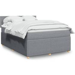 vidaXL Ramsäng Med Madrass Ljusgrå 160x200 cm Kontinentalsäng