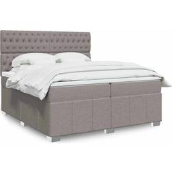 vidaXL Ramsäng Med Madrass 200x200 cm Taupe Kontinentalsäng