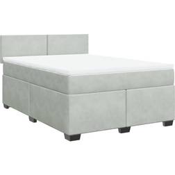 vidaXL Ramsäng Med Madrass Ljusgrå 160x200 cm Kontinentalsäng