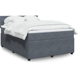 vidaXL Ramsäng Med Madrass Mörkgrå 140x190 cm Kontinentalsäng