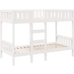 vidaXL 80x200 cm Massivt Fyrretræ Hvid Køjeseng