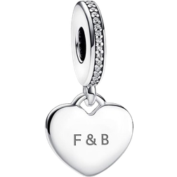 Pandora Engravable Heart Tag Dangle Charm - Silver/Transparent