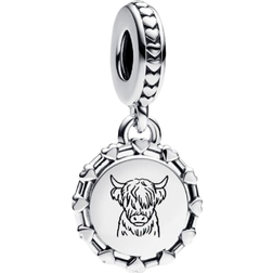 Pandora Engravable Scottish Cow Dangle Charm - Silver