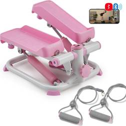 Sunny Health & Fitness Smart Mini Steppers for Exercise at Home, Stair Step Stepper Full-Body Workout, Gym Equipment Machine, Free SunnyFit App Connection Pink P2000SMART