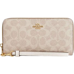 Coach Long Zip Around Wallet In Signature Canvas - Gold/Sand/Chalk