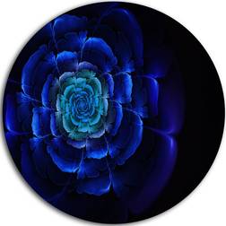 Design Art Fractal Silver Blue In Dark Blue/Black Wall Decor 23x23"