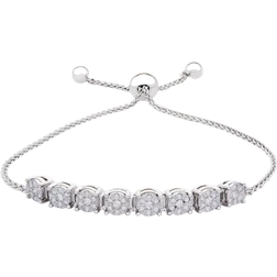 Macy's Cluster Bolo Bracelet - Silver/Diamonds