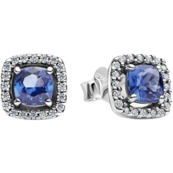 Pandora Sparkling Halo Stud Earrings - Silver/Blue/Transparent