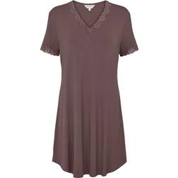 Lady Avenue Bamboo Short Sleeve Nightdress - Coffee Bean