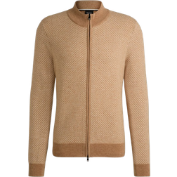 HUGO BOSS Zip-up Knitted Cardigan - Beige