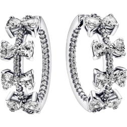 Pandora Sparkling Bow Row Hoop Earrings - Silver/Transparent