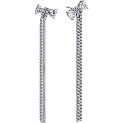 Pandora Pavé Bow Drop Earrings - Silver/Transparent