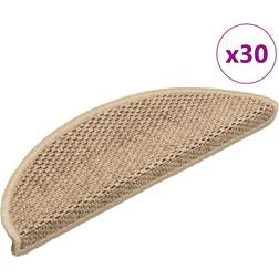 vidaXL Stair Mats Self-adhesive Sisal-Look 56 x 17 x 3 cm Sand 30 pcs Brown