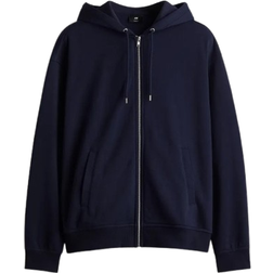 H&M Loose Fit Zip-through Hoodie - Dark Blue