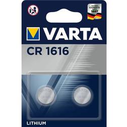 Varta CR 1616, 6616101402, Batteria Litio a Bottone, Piatta, Specialistica, 3 Volts, Diametro 16mm, Altezza 1,6mm, confezione 2 pile