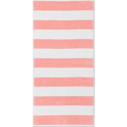 Sun Squad Striped Beach Peach White Bath Towel Pink, White (147.3x71.1cm)