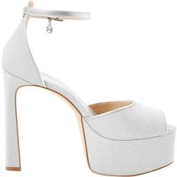 Michael Kors Martina Glitter Mesh Peep-Toe Platform Pump - Silver