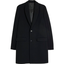 River Island Twill Slim Overcoat - Black