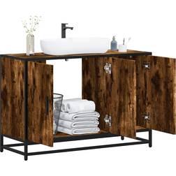 vidaXL Rökfärgad Tvättställsskåp 90 x 33 x 60 cm