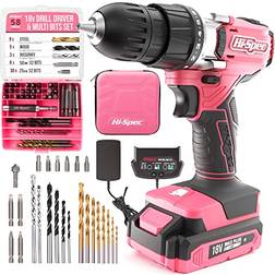 Hi-Spec 58pcs Pink Cordless Drill Driver Set