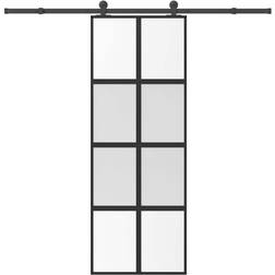 vidaXL Med Hardwaresæt 76x205 cm Hærdet Glas Aluminium Skydedør Klart glas (x)